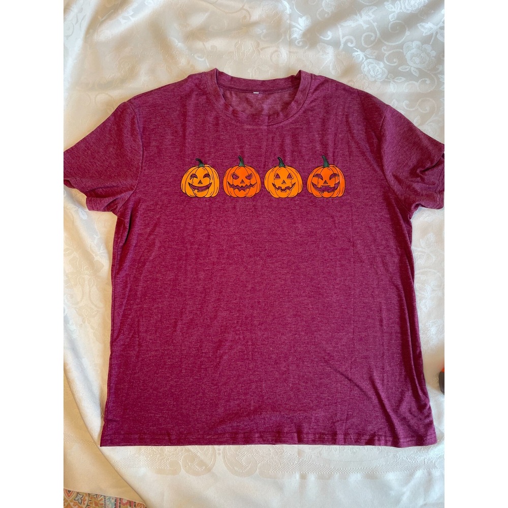 Women's Fuchsia Halloween Pumpkin Soft T-Shirt Size 14 NEW